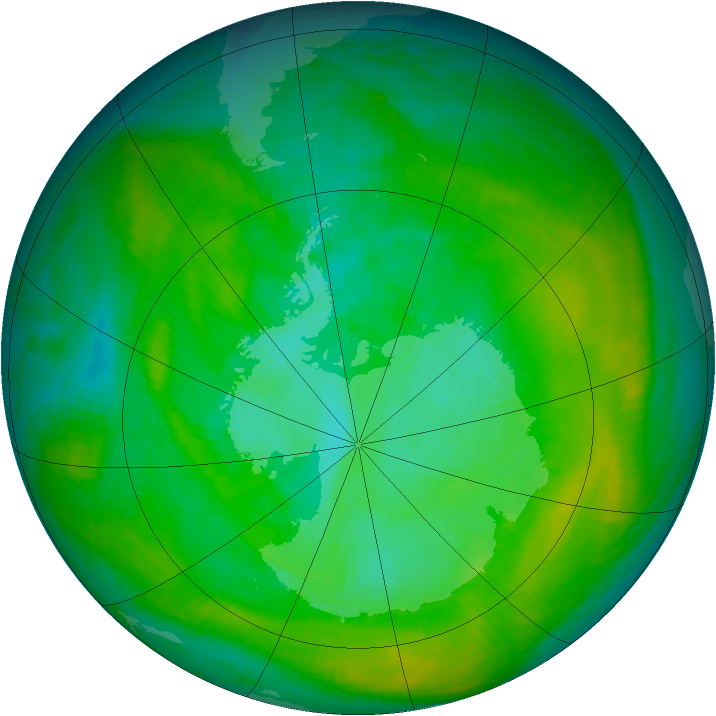 Antarctic ozone map for 10 January 1982